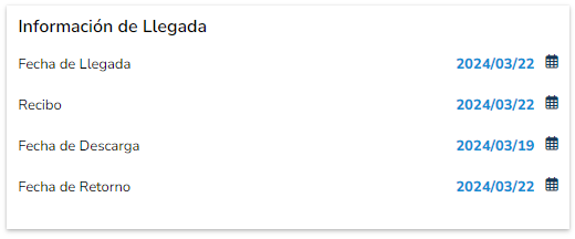 5. Información de Llegada